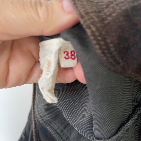 Marni Womens Top Size Small Cropped Bell Sleeve Flannel Ruffle Black Brown Plaid - Picture 11 of 15